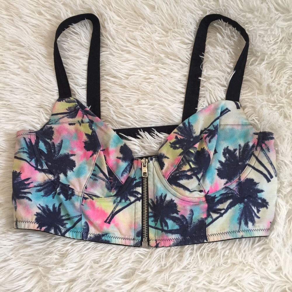 🌴 PINK Palm Tree Colorful Bustier Bralette